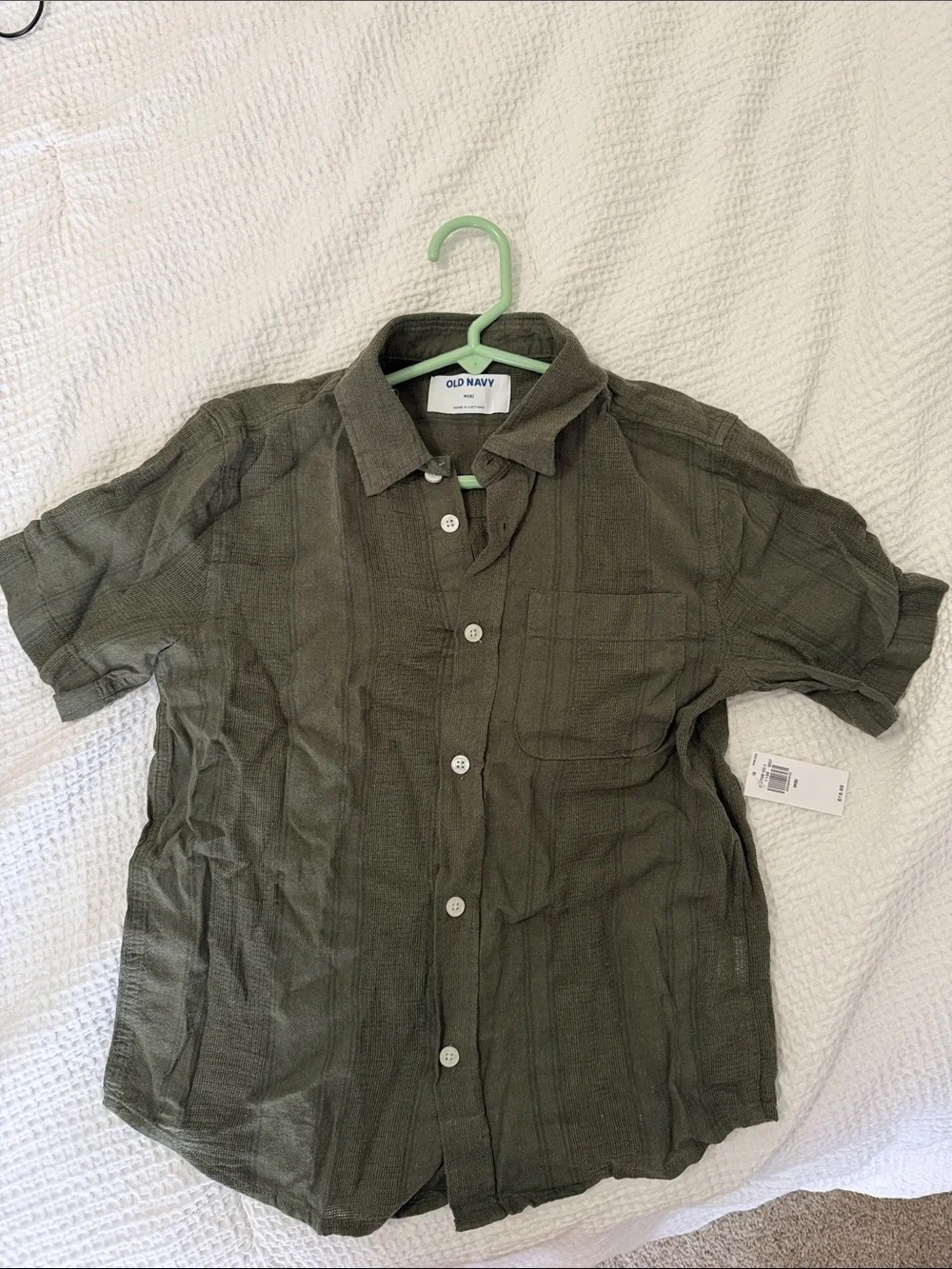 Boys Green Linen button Down Shirt